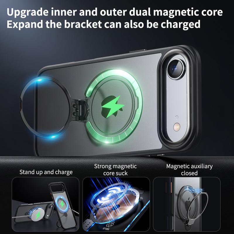 For iPhone 17 Air Phone Case Compatible with MagSafe Kickstand Matte Back Cover