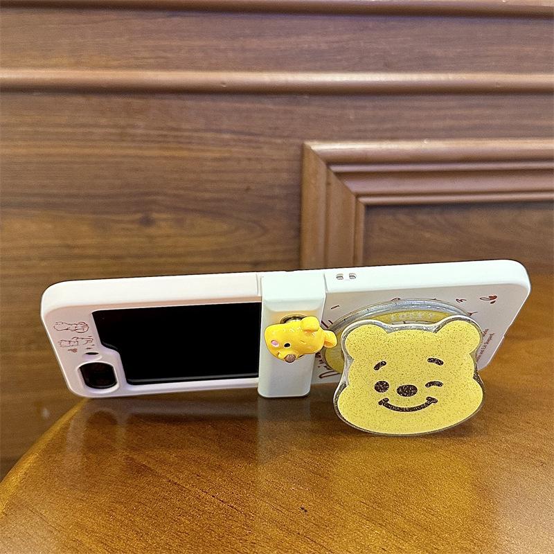 Korean Cartoon 9-Grid Phone Case for Samsung ZFlip6/Z5 with Color Block and Magnetic Stand