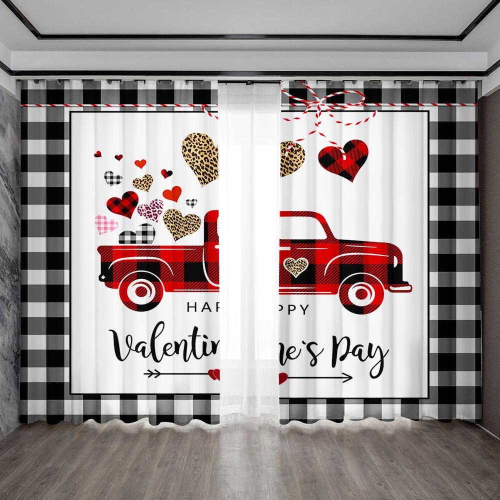 

2 шт. Шторы для украшения дома с тематикой Дня святого Валентина и карнизными шторами, подходят для кухонь, кафе, гостиных 75x166cm&Without mount