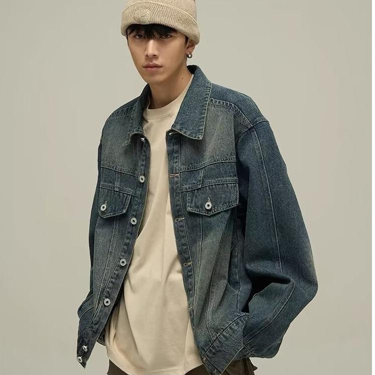 Retro Denim Jacket: Trendy Street Style, High-End Vibe, Cool and Versatile for Couples