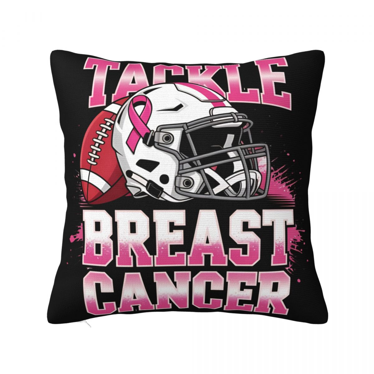 Football Pink Out Team Breast Cancer Awareness Month Womens Pillowcases Couch Cushion Cover Home Decoration Throw Pillow Case 30x30cm 12x12in