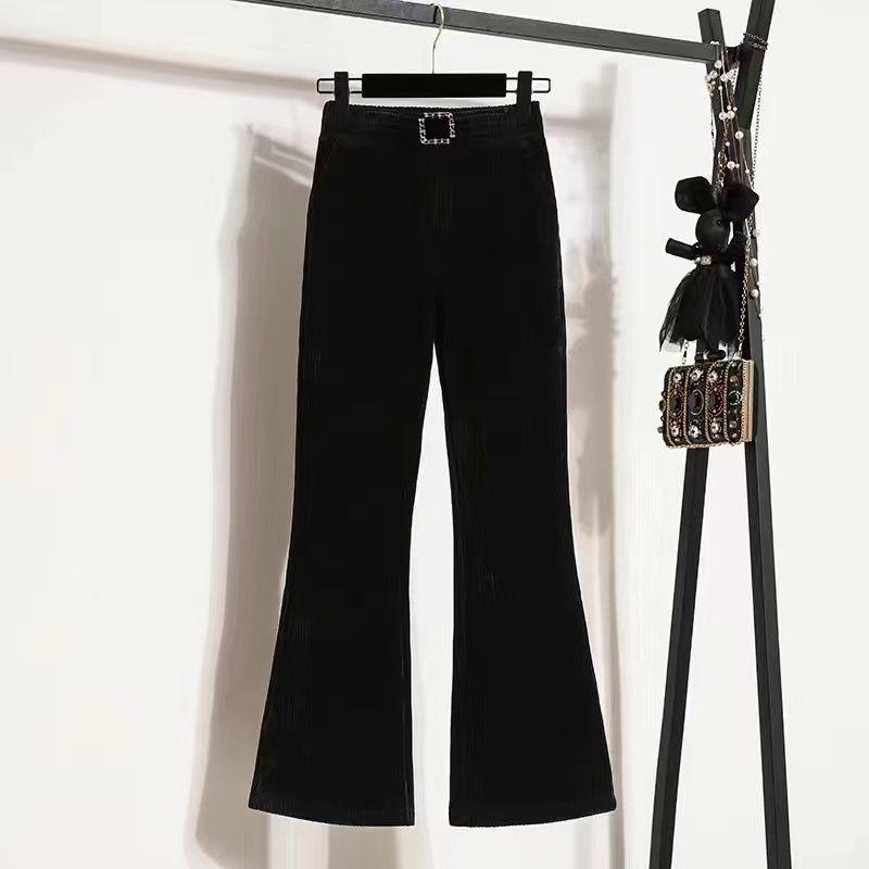 

Women s High-Waisted Micro-Flare Corduroy Pants - Slimming & Flattering, Petite Tall Fit (2025 Autumn/Winter Collection) S 80-90 jin