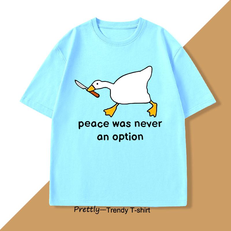 Peace Was Never An Option T Shirt Men Murder Duck TShirt Funny Duck Goose Graphic T Shirts Casual Cotton Short Sleeve Tees