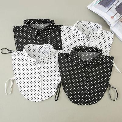 Women Polka Dot Fake Collar Simple Half Shirt False Collar Versatile Detachable Shirt Decorative Collar Adjustable Stand Lapel