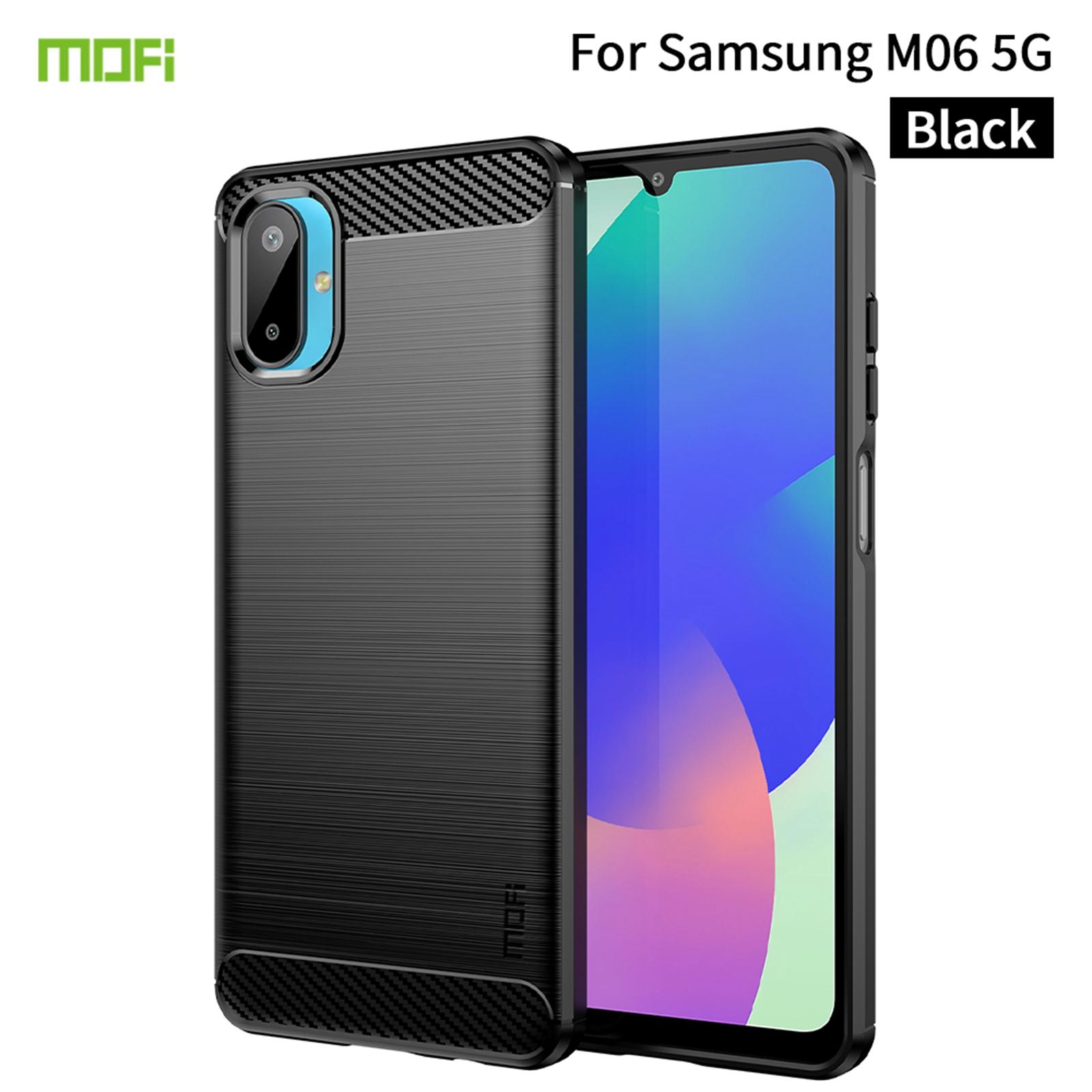

For Samsung Galaxy M06 5G Back Cover MOFI Brushed Texture Carbon Fiber Soft TPU Case Red
