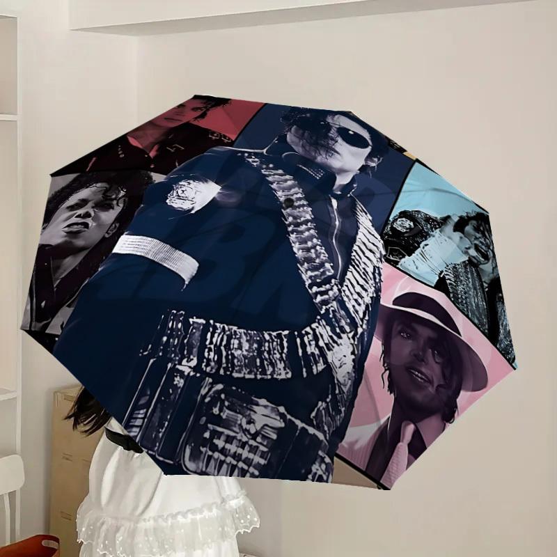 1pc King of Pop Michael Joseph Jackson Automatic Folding Umbrella, Portable Collapsible Design, Casual Outdoor Accessory L1127011