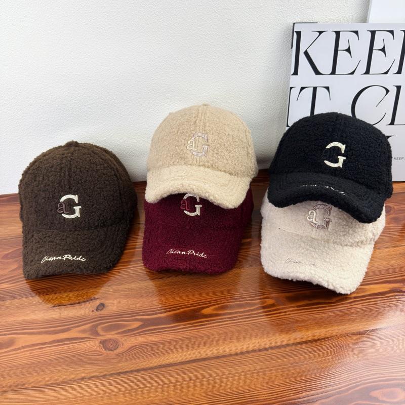 Autumn and winter new lamb wool thickened thermal baseball cap children's casual letters fashion versatile cap men