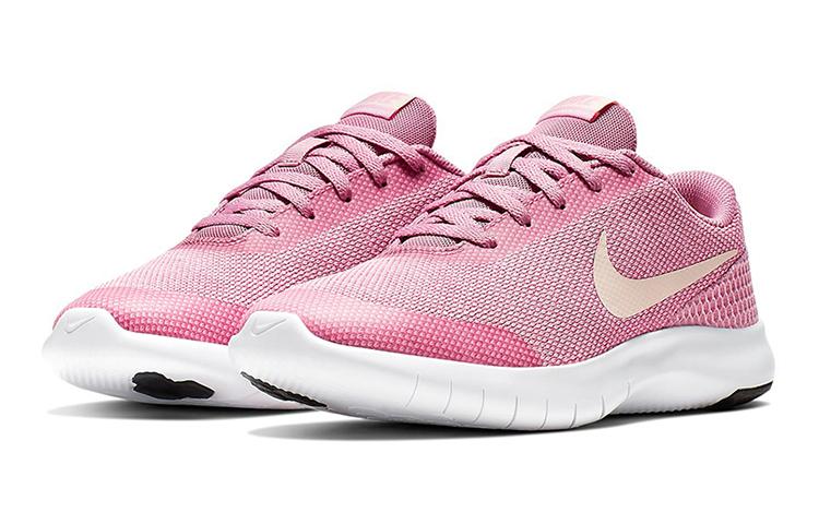 Nike Flex Experience RN 7 Cushioning Abrasion Resistant Breathable Low top Kids' Running Shoes Pink White Teenagers 943287-601