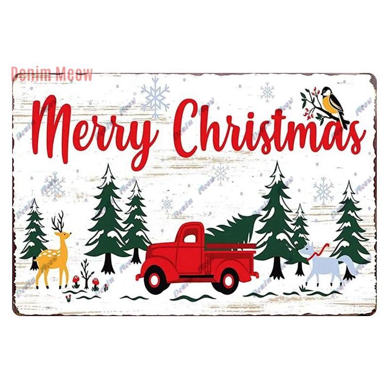 Retro Merry Christmas Metal Wall Decor, Vintage Christmas Bakery Metal Sign, for Gift  Bar Club Cafe, Room Decoration, WY299