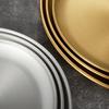 ZISIZ Gold Brushed Stainless Steel Round Serving Plate