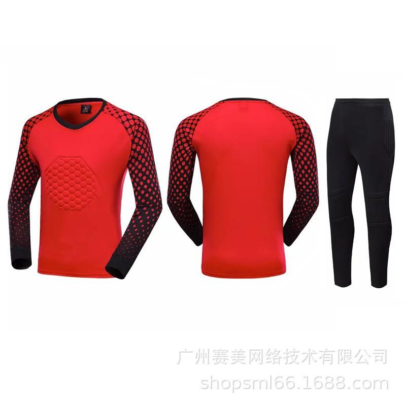 Football Goalkeeper Uniform Set Adult Children Long-sleeved Sponge Pads Match Training Jersey