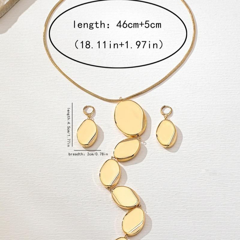 Retro Simple and Exquisite Personality Generous and Versatile Premium Gold Necklace Earrings for Women