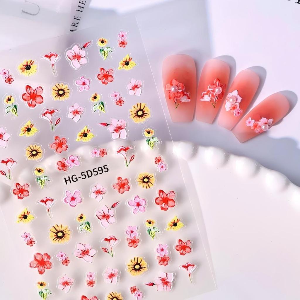5D Butterfly Rose Flower Nail Art Stickers - 3D Flat Back Adhesive for Versatile DIY Designs
