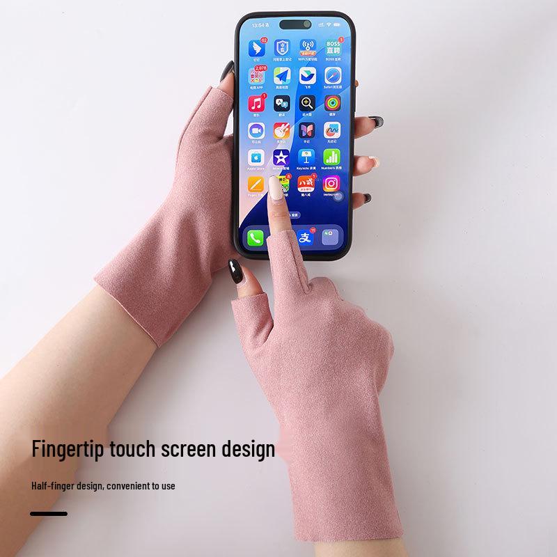 Unisex Halbfinger-Heizhandschuhe zum Tippen, Radfahren und für Maniküren – Touchscreen-kompatibel für Herbst und Winter