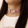 Vintage Love Heart Pu Leather Choker Necklace Goth Choker Collar For Women