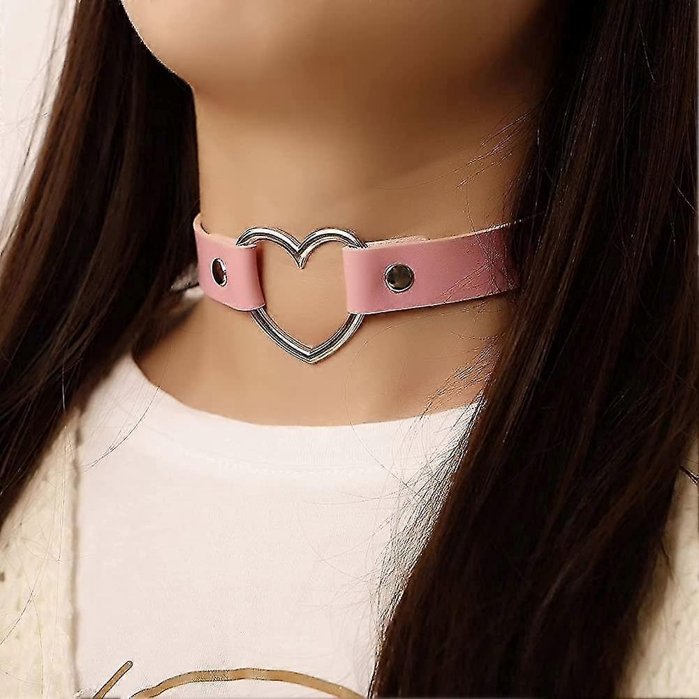 Vintage Love Heart Pu Leather Choker Necklace Goth Choker Collar For Women