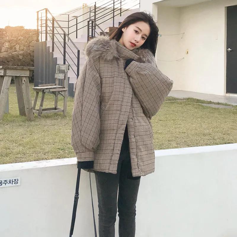 WTEMPO Solid Color Thickened Warm Cotton Coats Women's Large Size Autumn Winter Faux Fur Hooded Jackets