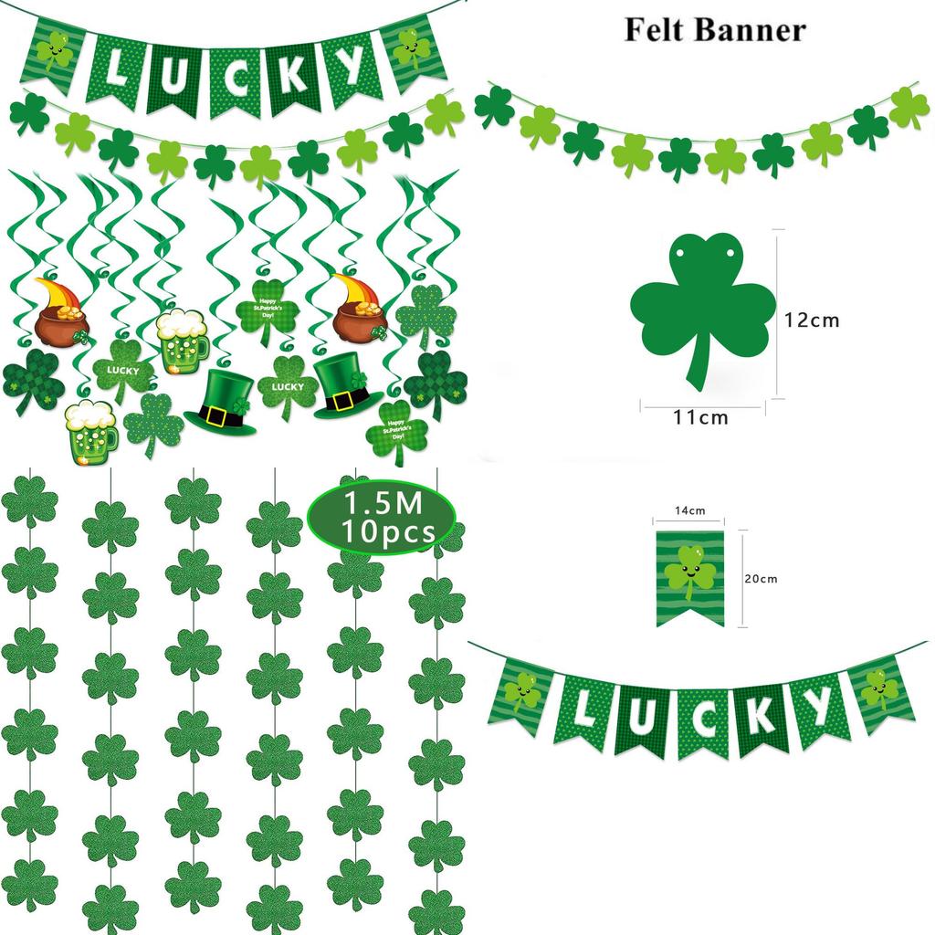 St.patrick's Day Party Supplies Clover Flag Ball Bar Bar Atmosphere Decorations