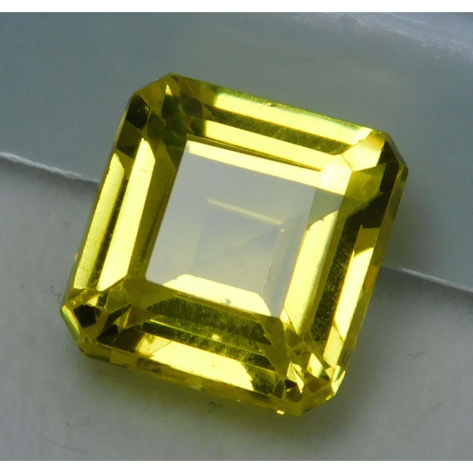 

Yellow Sapphire Square Cut 7.65 Ct Natural Ceylon Sri Lanka Loose Gemstone 9.8 mm approx