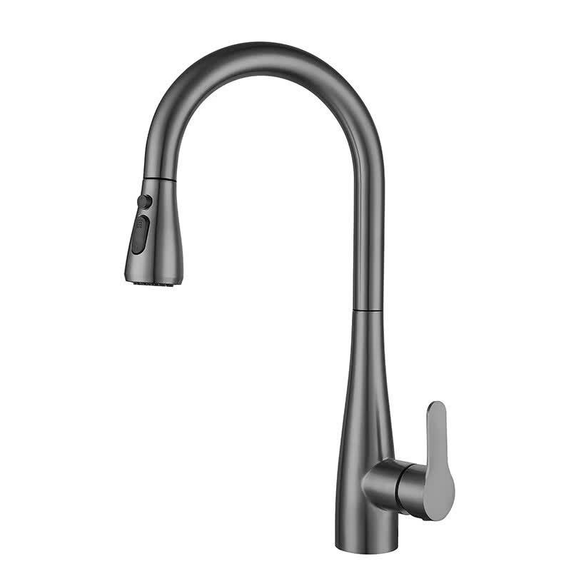 TLXT Kitchen Sink Gunmetal Grey Pull-Out Faucet