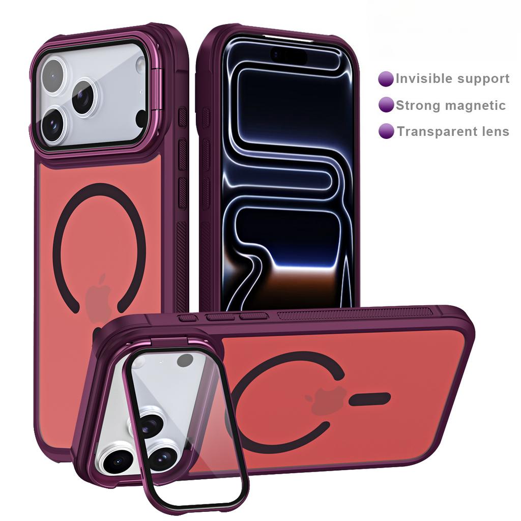 Skin Feel Strong Magnetic Acrylic Stand Phone case For iPhone 17 Pro Max 16 Plus 15 14 13 12 11 Shockproof For MagSafe Cover