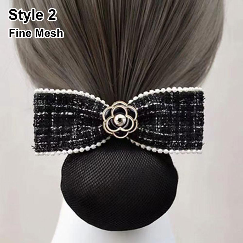 1Pcs Queen Memorial Mesh Flower Bowknot Bun Snood Black Headwear Net Crochet Bow Fine/Loose Mesh Funerals Accessories
