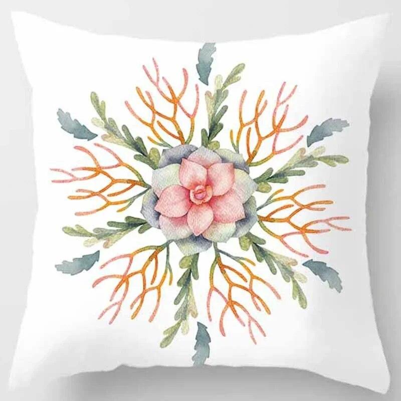 Car Sofa Cushion Cover Botanical Cactus Print Square Pillowcase Bedroom Home Decor