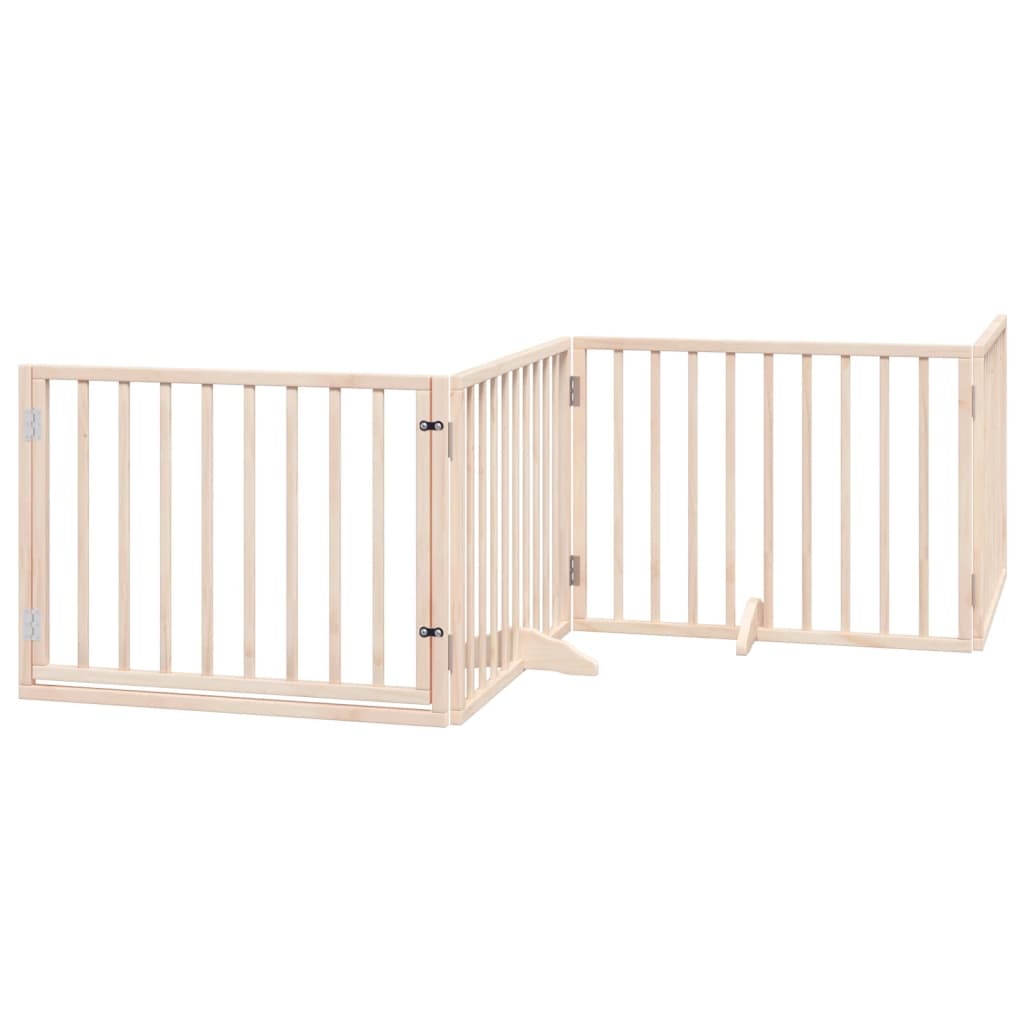 Foldable Dog Gate with Door 4 Panels 320 cm Poplar Wood