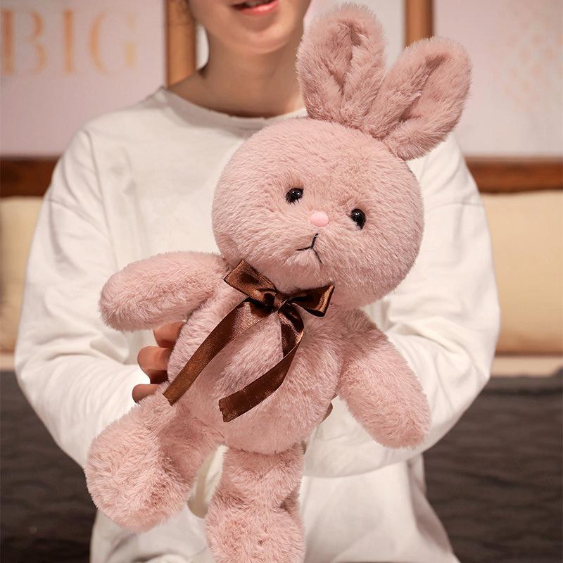 Cute Bunny Plush Doll Bow Tie Ribbon Rabbit Doll