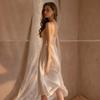 Sexy Lace Perspective Long Satin Suspender Nightdress Home Clothes Fun Suit