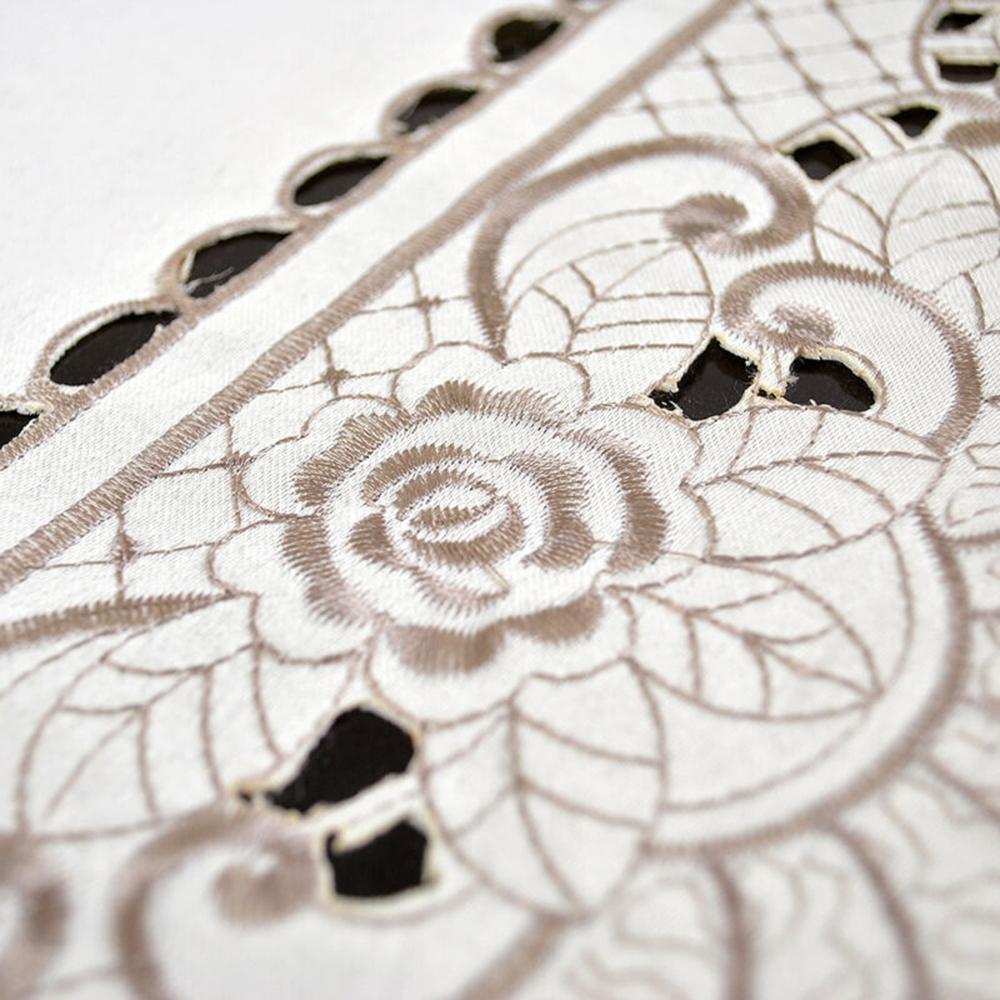 White Tablecloth Embroidered Table Cloth Satin Fabric