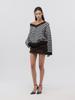 GLOWNY Mellow V-Neck Stripe Knit (Brown Stripe)