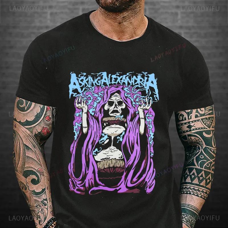 Asking Alexandria Band Grafik 3D Gedrucktes Top Lässige Kurzarm Herren T-Shirts - Weicher Mittlerer Stretch Polyesterstoff Sommer Locker Geschnittene Kleidung