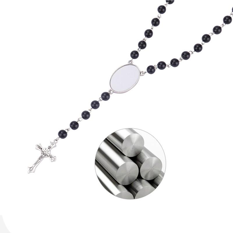 Trendy for Cross Pendant Sublimation Necklace Rosary Beads Necklace Catholicism Prayer Religious Jewellery for Family El