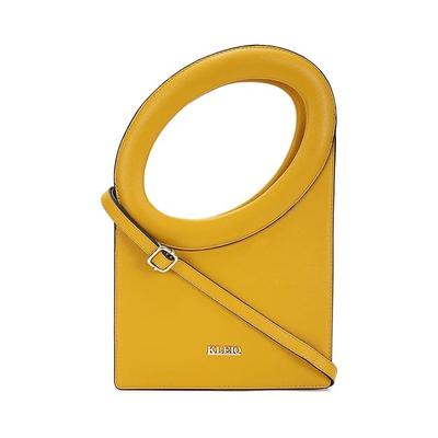 Bolsa de mão com alça superior em formato escultural de couro sintético com estilingue removível para mulheres