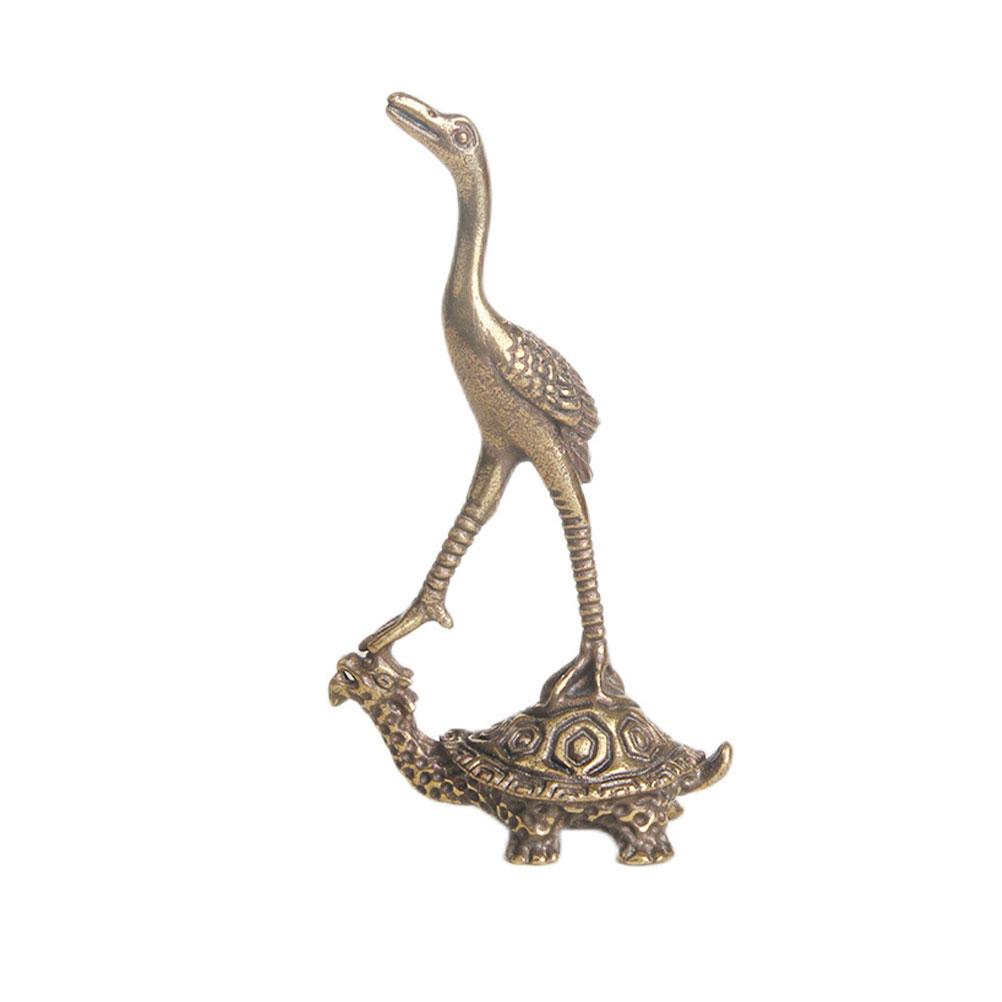 

Орнамент из латуни в виде черепахи и журавля, скульптуры и статуэтки, артефакты/антиквариат, настольные аксессуары, статуэтка черепахи 3.5x2.4x6.6cm золотистый