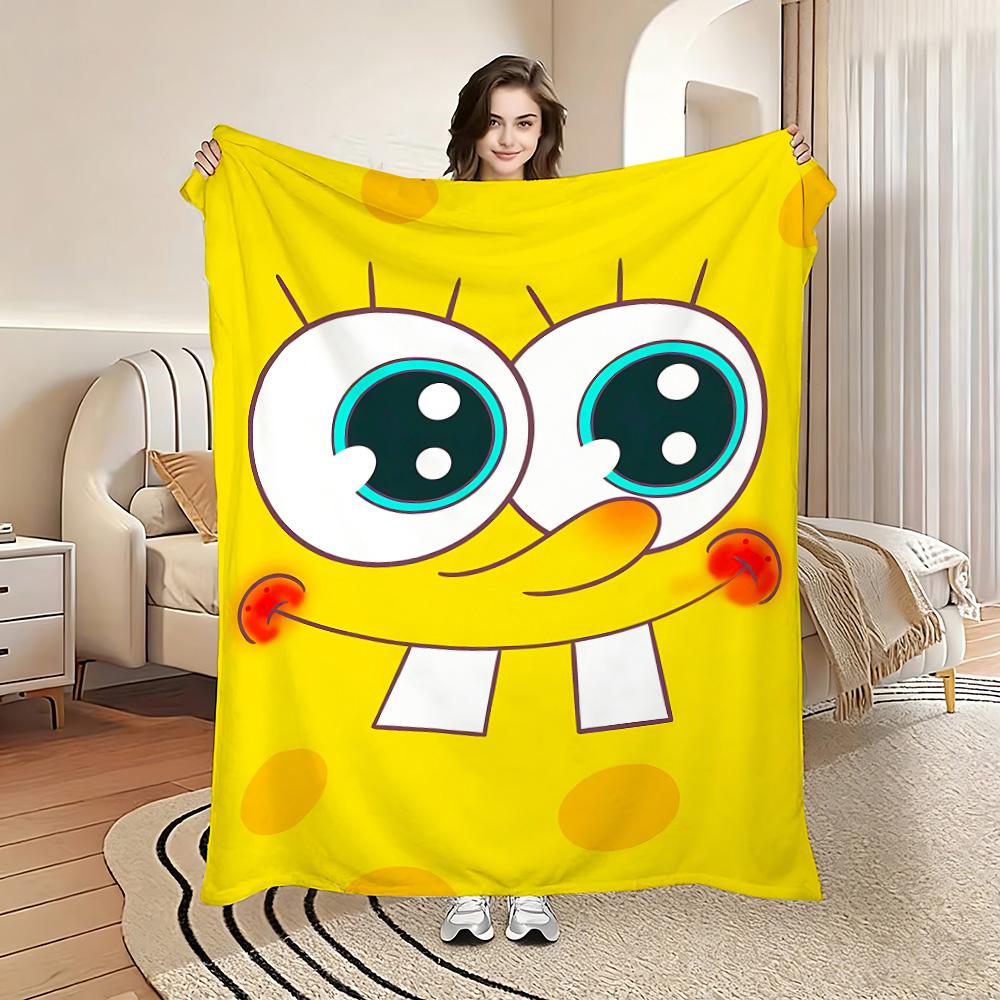 Fluffy Soft Blankets and S-SpongeBobes Picnic Blanket Summer Comforter Throw Blankets & Throws Home and Decoration Bedding Set
