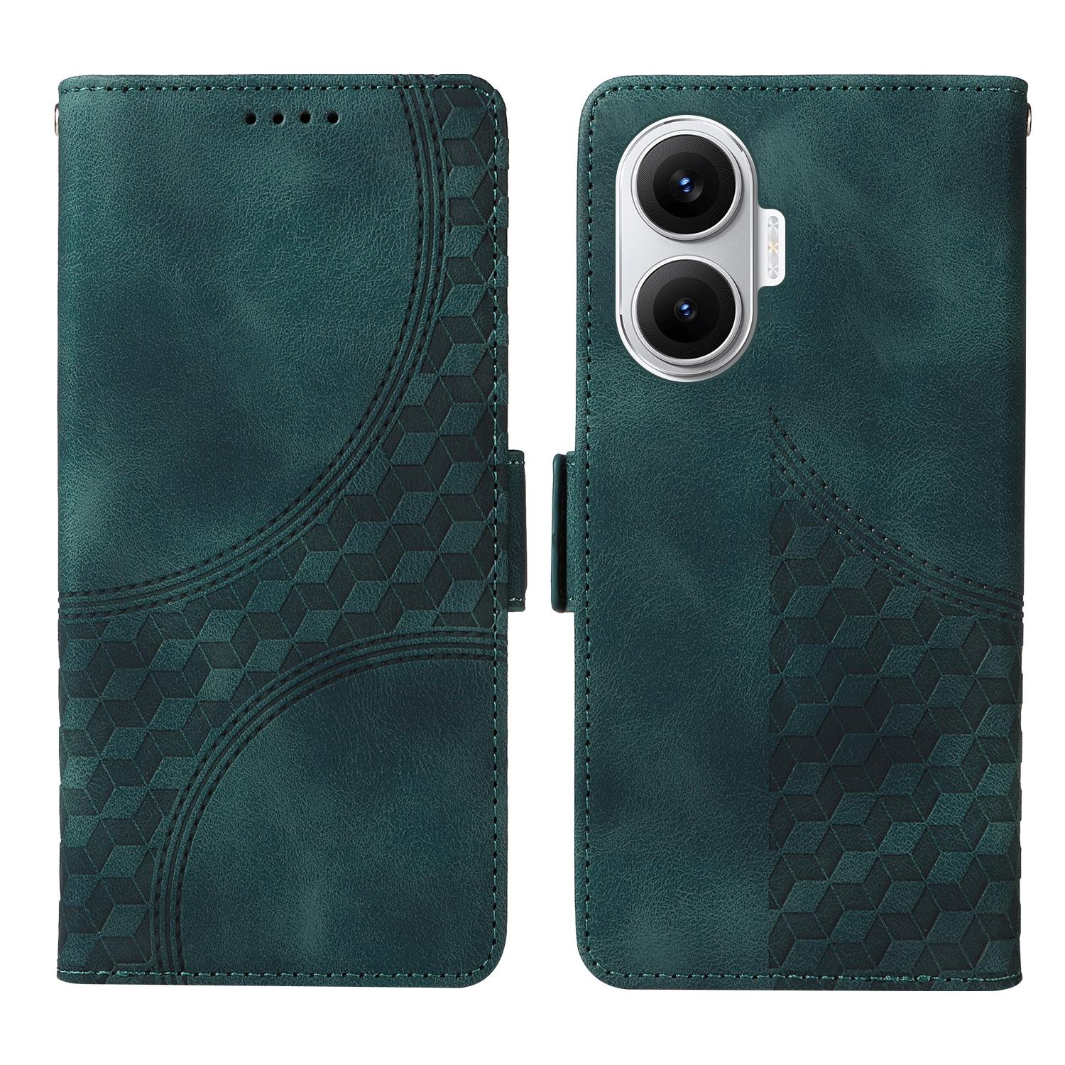 

For Xiaomi Poco F7 5G/Redmi Turbo 4 Pro 5G Leather Cases Wallet Rhombus Imprinted Phone Cover Stand with Strap E