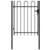 VidaXL Portillon simple porte avec dessus arqué Acier 1x1,2 m Noir
