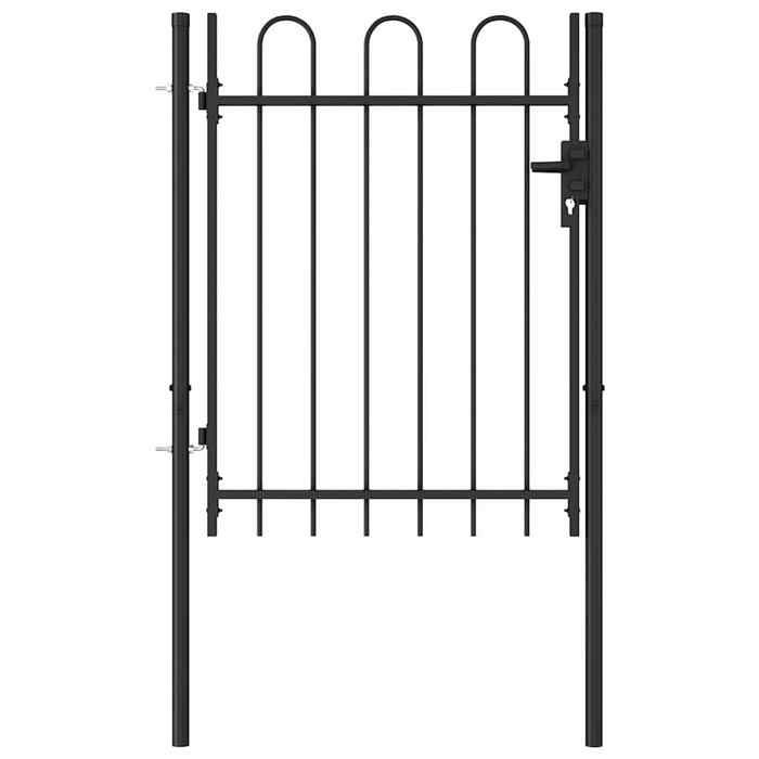VidaXL Portillon simple porte avec dessus arqué Acier 1x1,2 m Noir