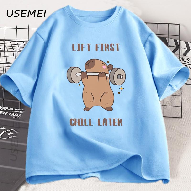 

Футболка Капибара для спортзала Мужская Женская Спортивная Футболка для Тяжелой Атлетики Тренировочная Фитнес Футболка Топ Унисекс Мягкая Свободная Хлопковая Футболка Одежда 4XL