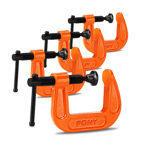 PONY C-Type Clamps, Heavy-Duty Steel, Maximum Clamping Force: 227kg, Maximum Opening: 38mm, DIY Tools for Woodworking, Gluing, Fastening, Welding, Cut