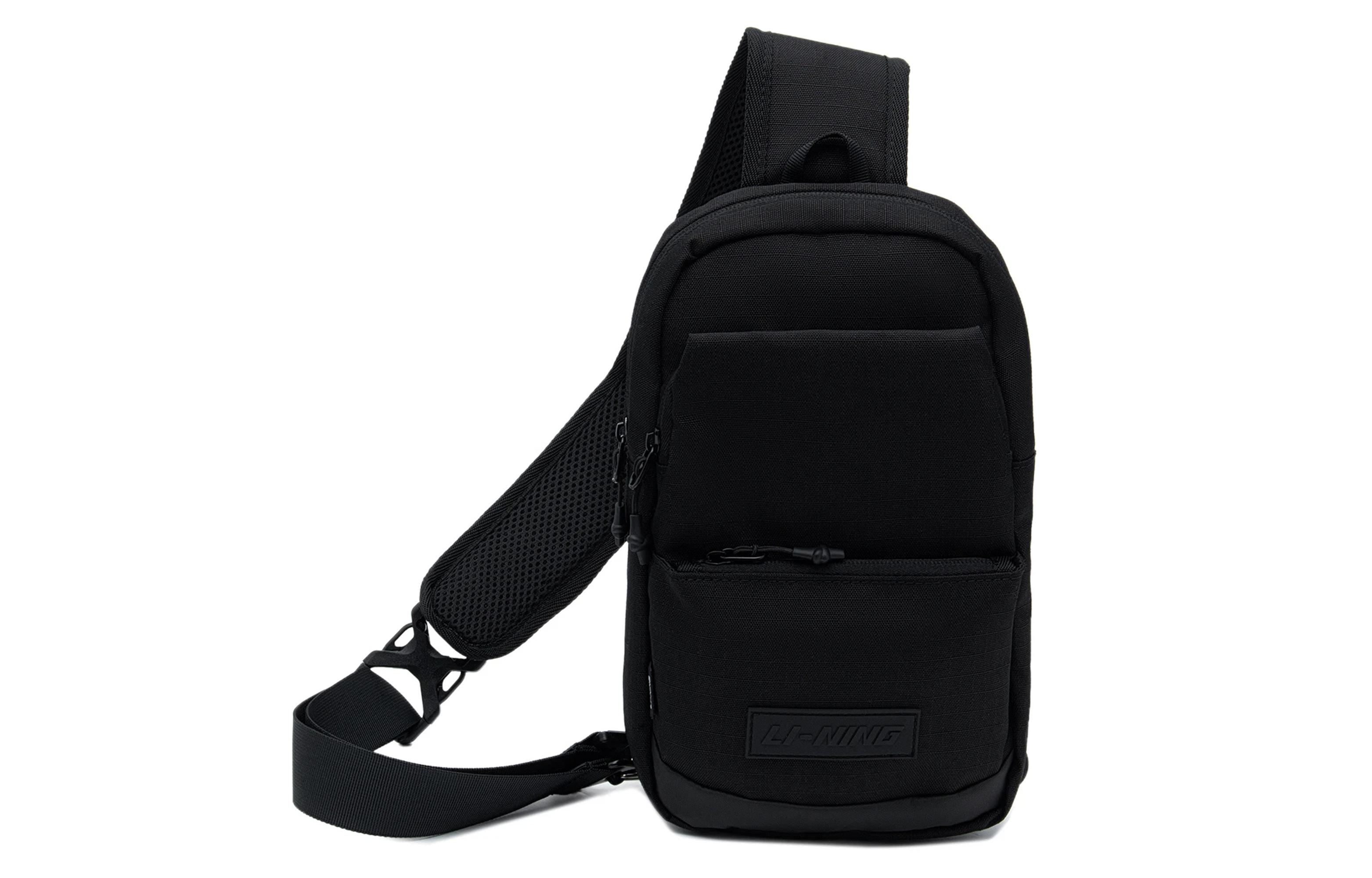 Li Ning Athleisure Fabric Crossbody Bag, Shoulder Bag, Sling Bag Regular Unisex Black ABST021-1