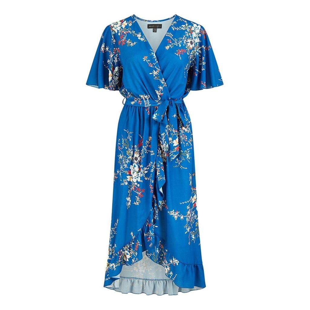 Mela London Womens/Ladies Floral V Neck Flutter Wrap Dress