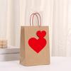 Krafts Paper Bags Red Heart Design Eco-Friendly Gift Bags with Heart Tags And Hemp Rope Gift Packaging for Weddings Birthdays Mother's Day Party