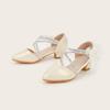 Girls' Pointed Toe Flower Princess Sandals - Chunky Heel, Hollow Design for Spring/Summer 2025