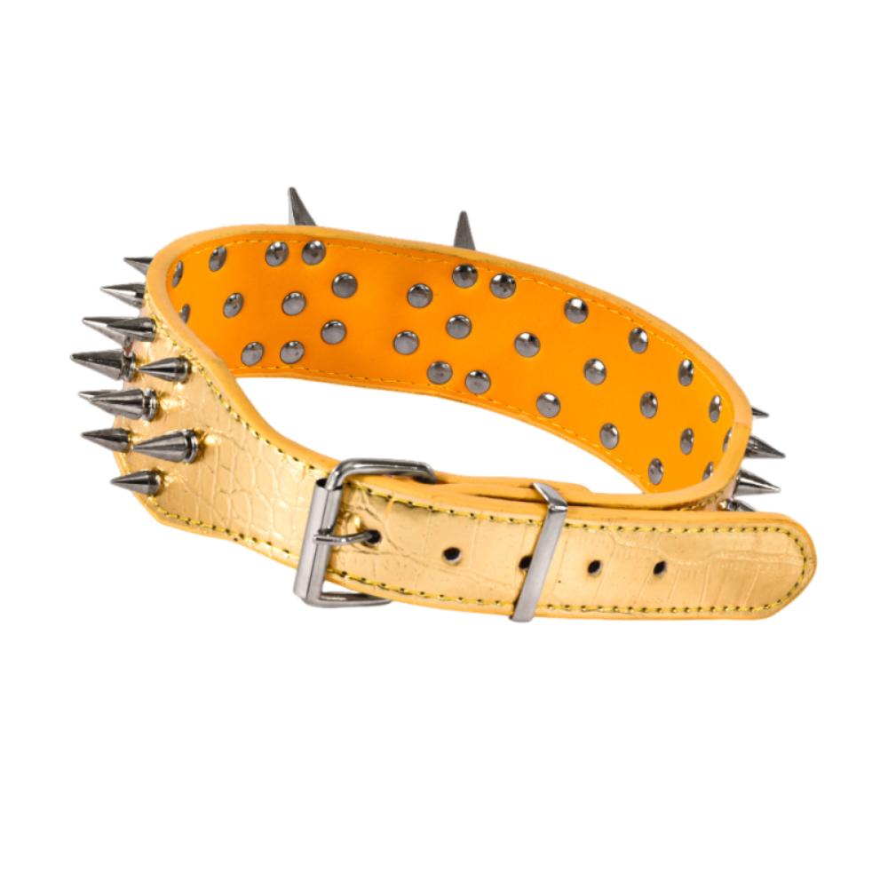 Anti-bite Spiked Dog Collars Adjustable Heavy Duty PU Leather Pet Necklace Anti-Chew Widen Dog Neck Collar Outdoor Dog Walking