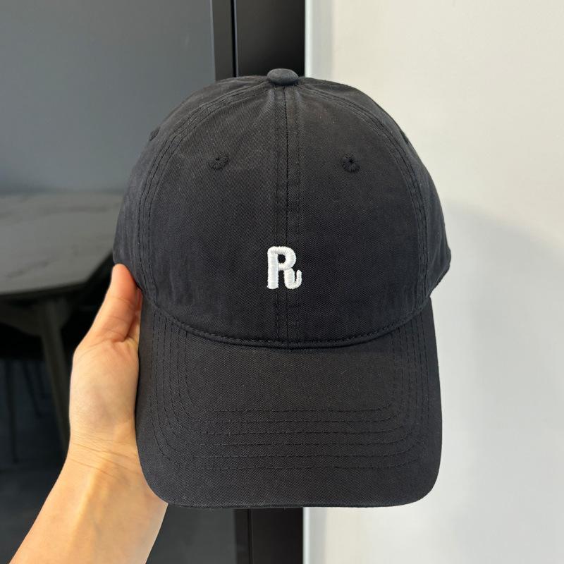 Letter Embroidery R Standard Four Seasons Soft Top Baseball Cap Women's Fashion Face Small Hat Neutral Simple Travel Cap