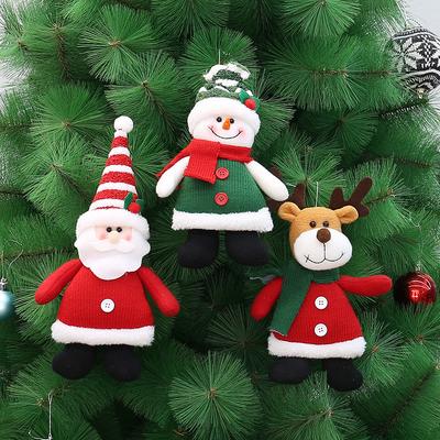 New Knitted Fabric Small Santa Claus Snowman Elk Doll Christmas Tree Holiday Decoration Pendant