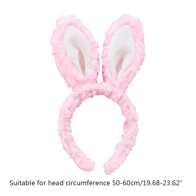 Soft Headband with Bunny Ears Plush Animal Hair Hoop Fluffy Easter Christmas Cosplay Cartoon Theme Party Costume